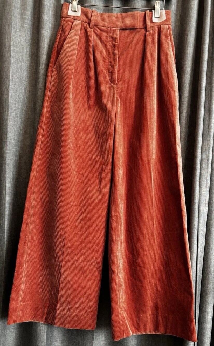 BANANA REPUBLIC NWT Wide Leg Pleated Relaxed Corduroy Pink Pants 4 Petite